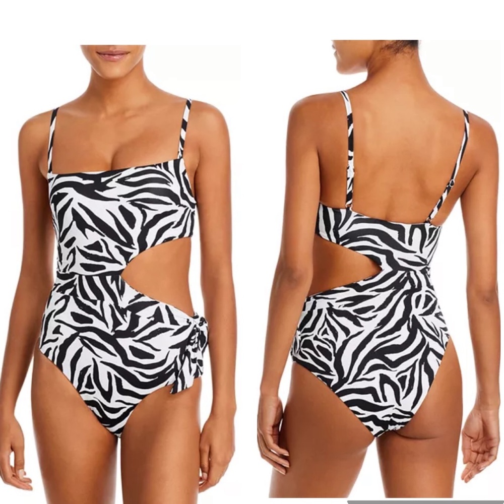 AQUA Sashed Cutout One Piece Swimsuit SMALL